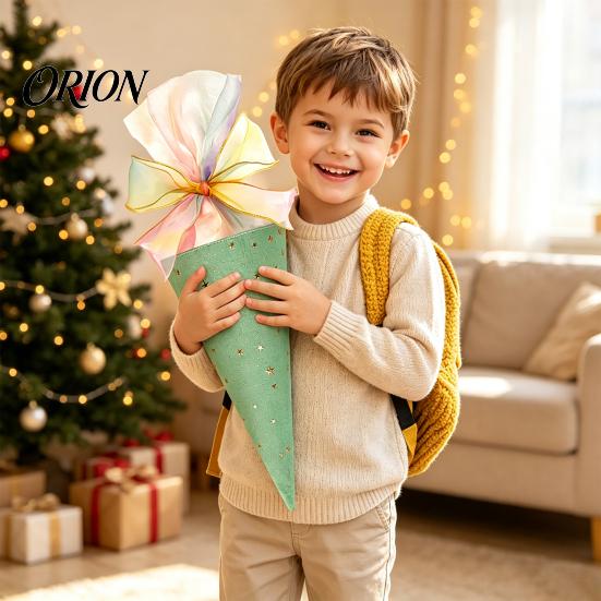Personalized Candy Tube Ice Cream Cone Shaped Treat Bag for Kids, Triangle Fabric Holder Educational Encouragement Gift with Ribbon Bow Holiday,