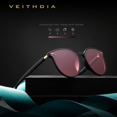 VEITHDIA Brand Photochromic Womens Sunglasses Polarized Mirror Lens Vintage Day Night Dual Glasses