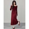 Korean Style Autumn Winter Knit Cinched Waist Slimming Long Dress for Ladies