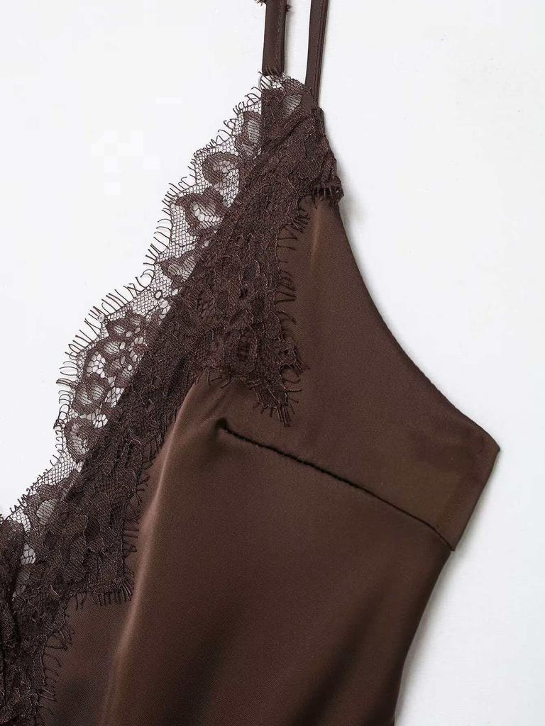 Summer Women's Sexy Spaghetti Strap Dress in Black/Brown