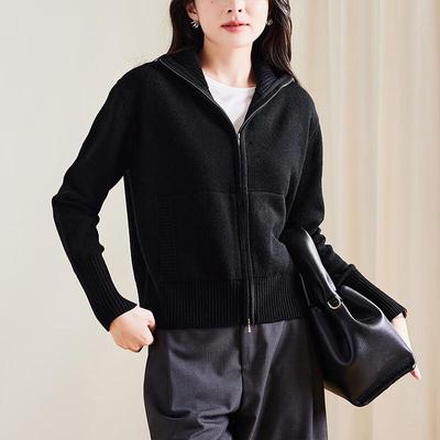 SOFSIL Women's Semi-High Collar Zipper Knit Cardigan