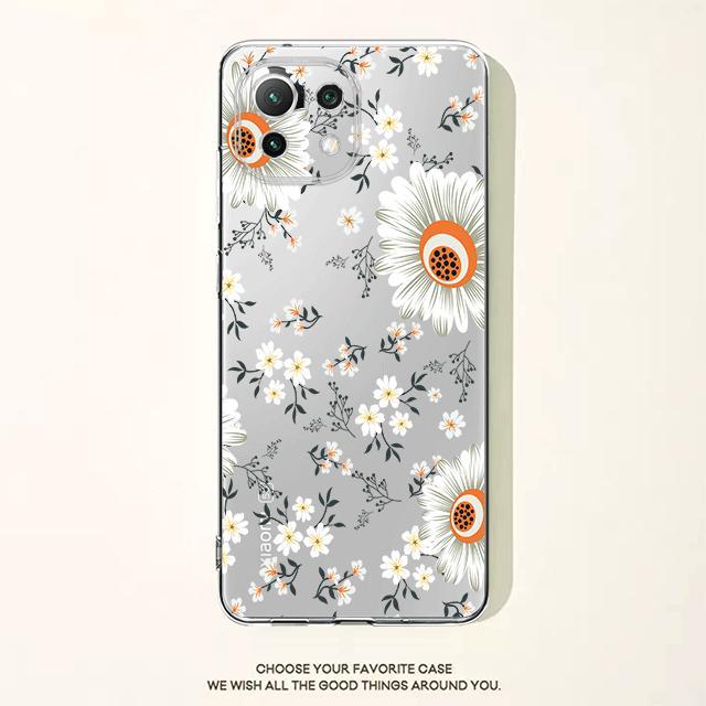 Dark Blue Flower Floral Clear Case For Xiaomi Poco X3 Nfc X3pro M3 F1 F3 For Mi 11 12 13 11x 12x Pro 11 10 Lite 11t 10t Pro