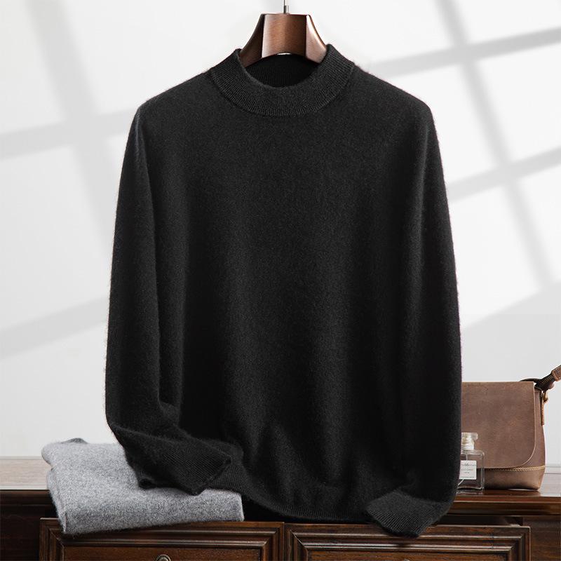 Men's Cashmere Half-High Neck Business Casual Sweater - Long Sleeve Autumn/Winter Knitwear