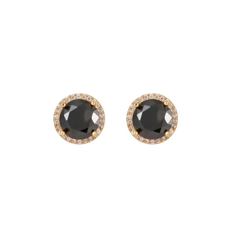 Fashion Earrings, Elegant and Generous Women's Earrings, Whole Body S925 Silver Zircon Light Luxury Black Gold Stud Earrings, Versatile Temperament