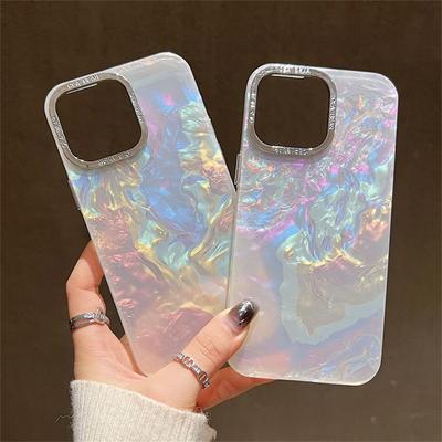 Custodia di lusso Shell Laser per iPhone 14 15 16 Pro Max 12 11 13 Pro Plating Aurora Cover per iPhone 15 Plus Cover rigida antiurto