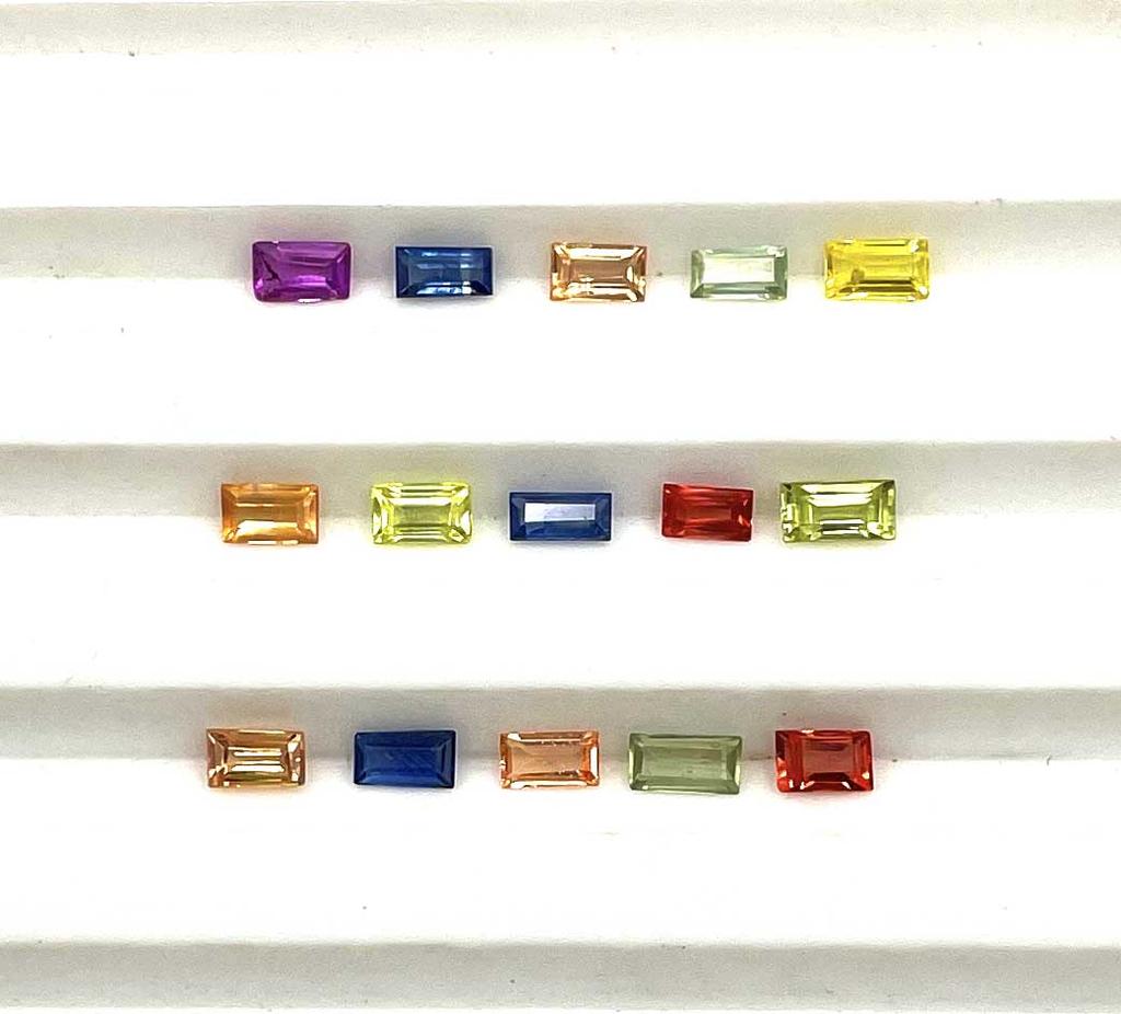 Natural Multi Sapphire Baguette Cut Loose Gemstone Lot 10 Pcs 1 CT For Jewelry Making