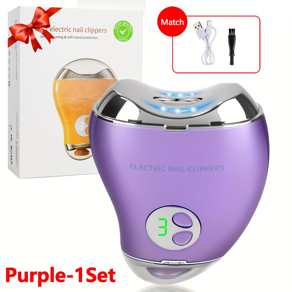 Electric Nail Polisher 3 Speed Adjustable Nail Clipper Digital Display Double Heads for Kids Adults Seniors Trimmer File