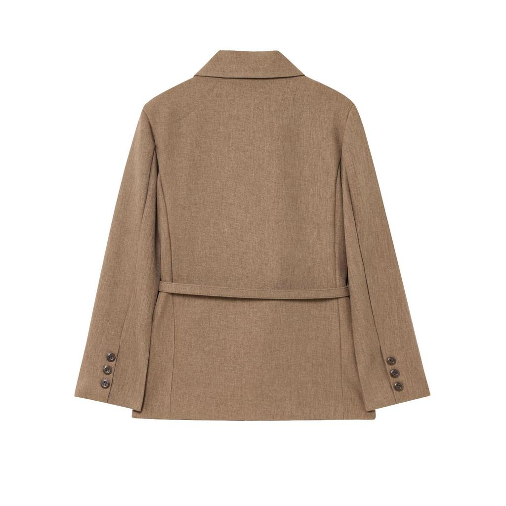 2025 Spring Women's European & American Style Woolen Belted Suit Jacket - Fashionable & Versatile