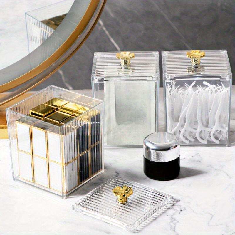 4pcs/1PC, Desktop Storage Box with Cover, Dust-proof Transparent High-end Storage Box, Suitable for Bathroom, Office, Desktop