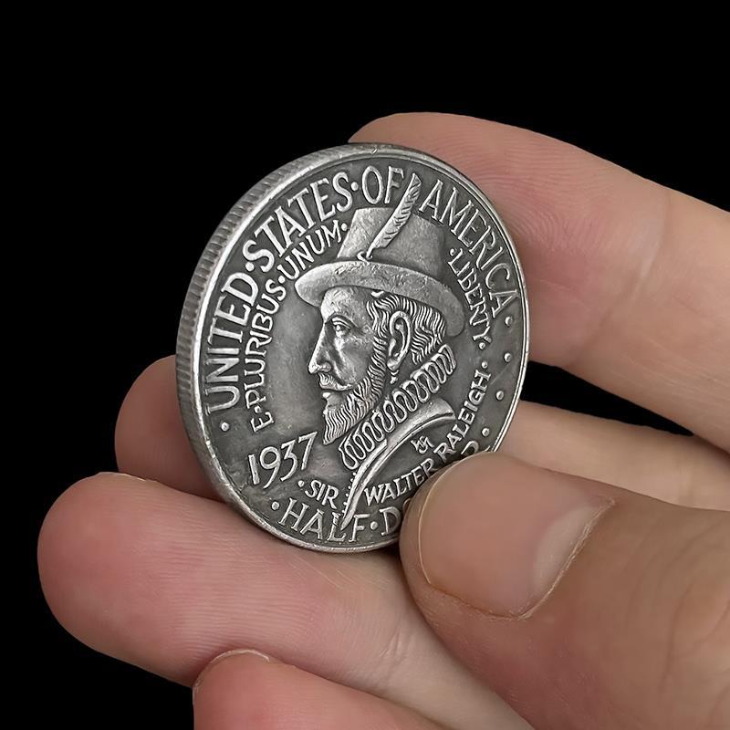 New fingertip magic coin, prop, 1937 Walter Reilly, diameter 30mm, replica, antique, coin, craft, Christmas gift, Stocking stuffers One size fits all