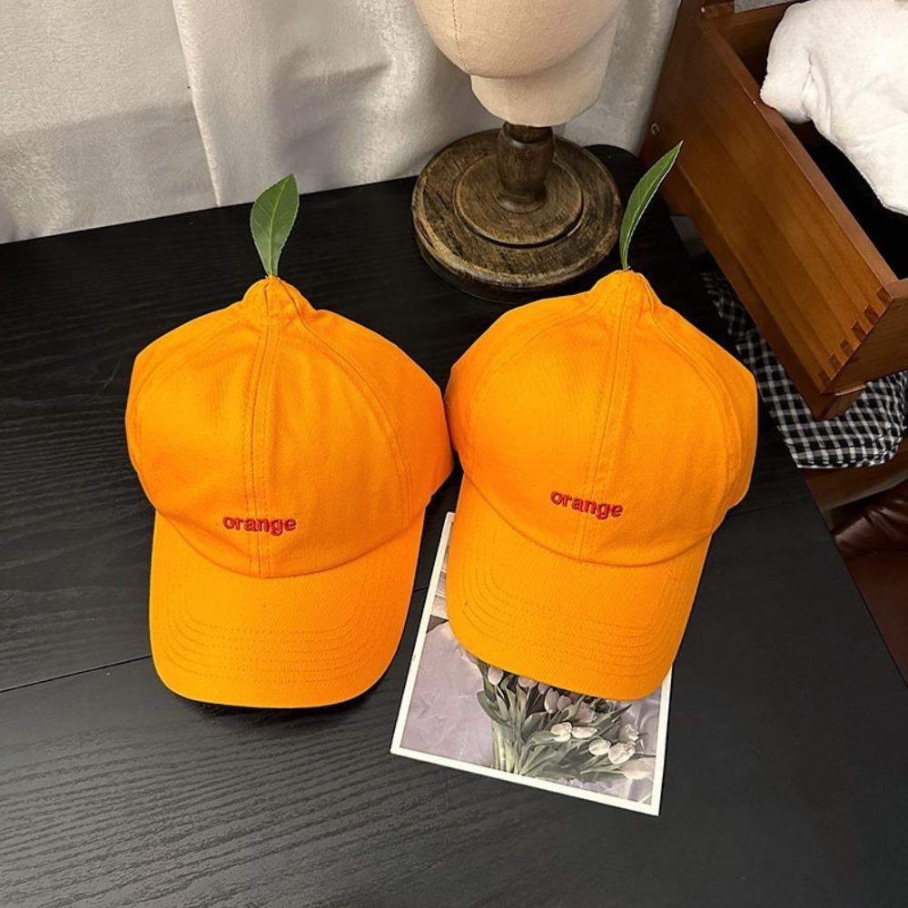 

Cotton Embroidered Letter Hat Sunscreen Creative Orange Cap Orange Baseball Cap Summer