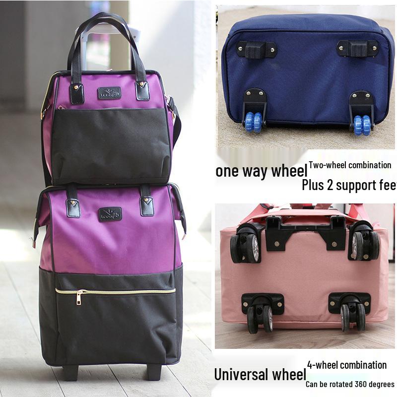 Lightweight Universal Wheeled Backpack: Large Capacity, Double Shoulder, Handheld, Travel-Friendly Luggage Bag