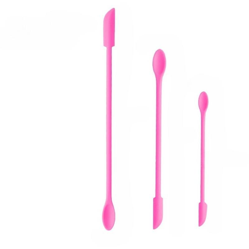 3pcs Mini Silicone Double Scraper Emulsion Mask Spatula Cosmetic Scoop Kitchen Tool Bottle Jam Spatula