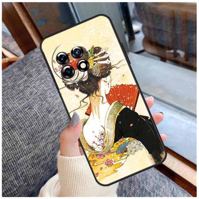 Japanese Geisha Case For OnePlus 13R 13T 12R 10R 10T 15 13 12 11 10 9 Pro Nord 5 CE 2 3 4 Lite N20 N30 Coque