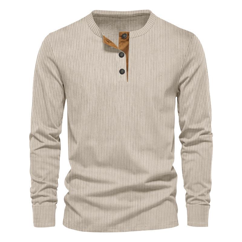Men's 2026 Corduroy Henley Slim Fit Long Sleeve T-Shirt