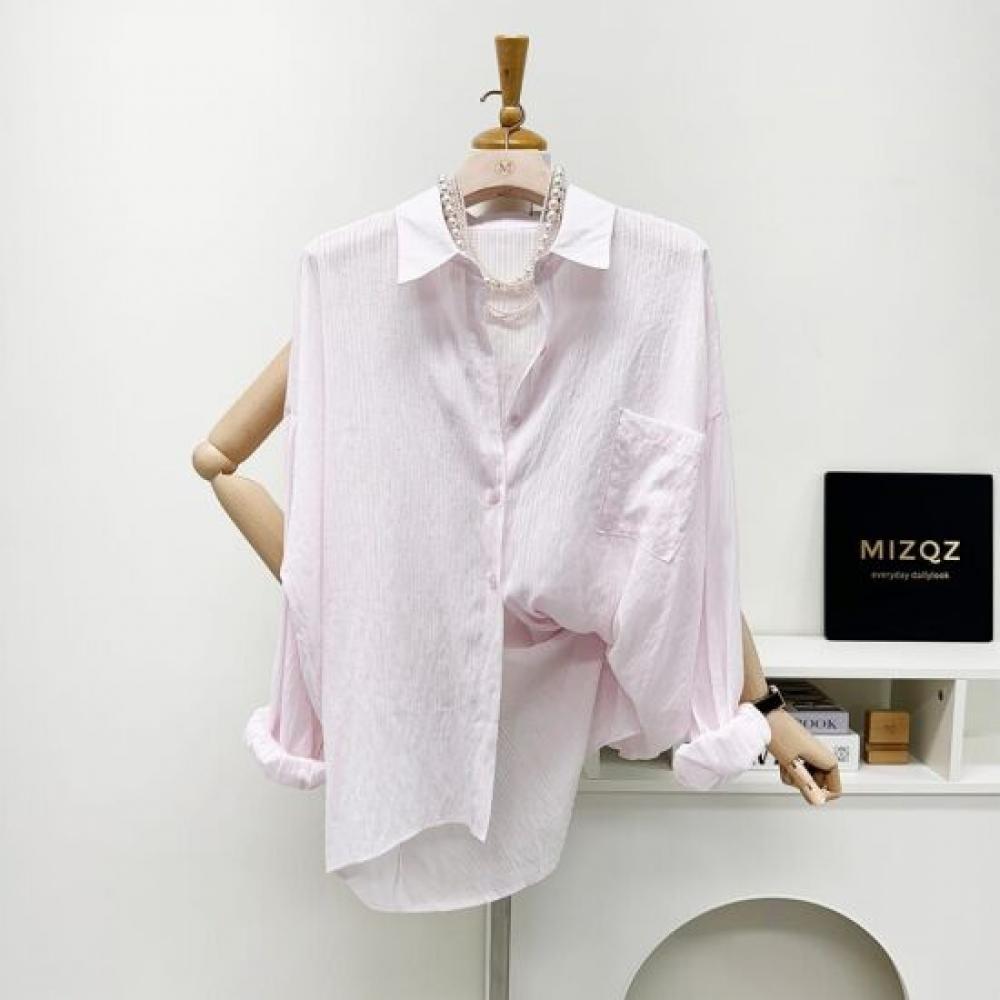 Mizqz Loose Fit Light Stripe Long Sleeve Shirt 5 Colors