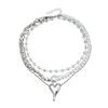 Verstellbare Punk-Herz-Anhänger-Halskette Mit Kunstperlen Stapelbare Kette Stapelbare Schlüsselbein-Kette Für Damen Modeschmuck