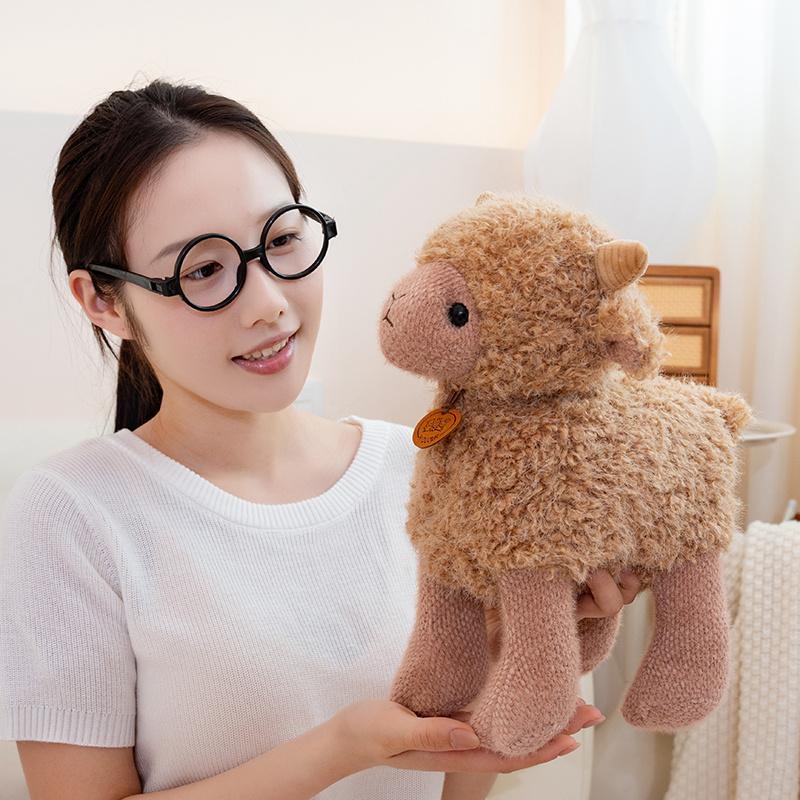 23/30cm Cartoon Knitted Sheep Plush Doll Brown Grey White Standing Sheep Animal Stuffed Doll Home Decor Soothing Toy To Children