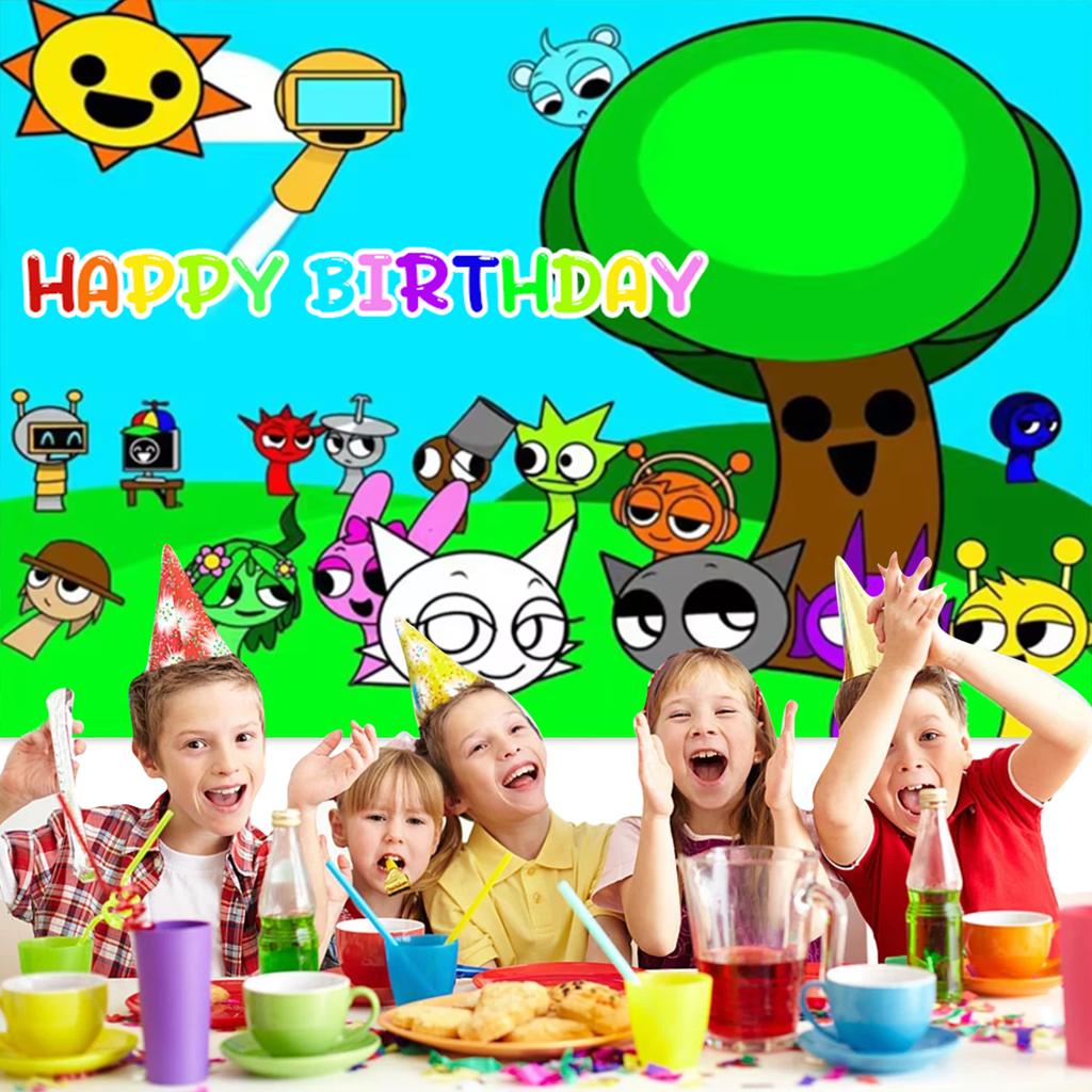 Hot Game Incredibox Sprunkied Kid Birthday Party Decors Rhythm Box Background Cloth Banner Baby Party Photo Shooting Props Gifts