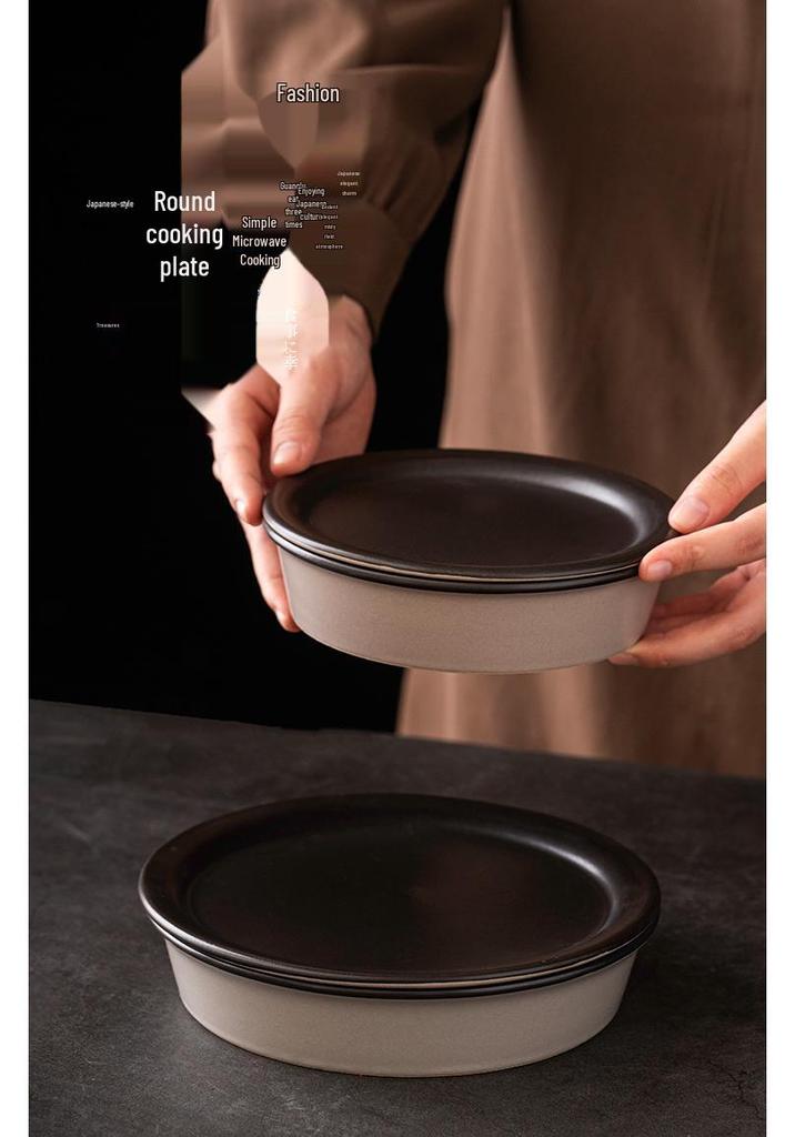 Japan-Korea Ceramic Plate: High Heat Resistance & Fast Conductivity, Microwave Safe for Baked Rice