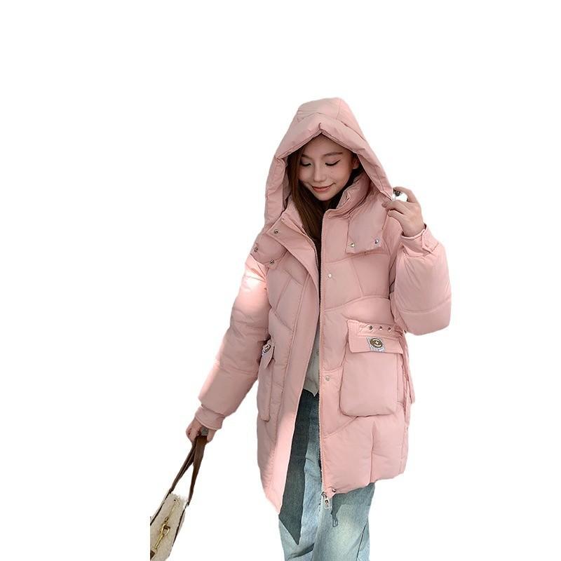 2025 Fall/Winter New Hooded Down Cotton Jacket Women's Plus Size Bread Jacket Loose Women's Thickened Padded Jacket Cotton Jacket