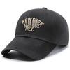 Unisex Distressed Embroidered Cotton Baseball Cap with Soft Brim for Sun Protection