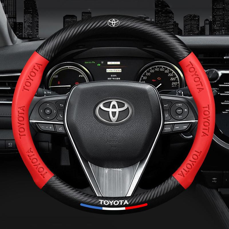 Car Carbon Fibre Steering Wheel Cover Anti Slip Steer Handle Caps For Toyota RAV4 Corolla Camry Frontier Supra C-HR Hilux Valve
