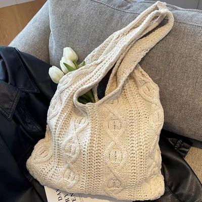Ladies' Large Capacity Knitted Tote Bag - Open Convertible Crossbody/handbag, No Need for Closure Design - Easy To Care For, Hand Wash/dry Clean