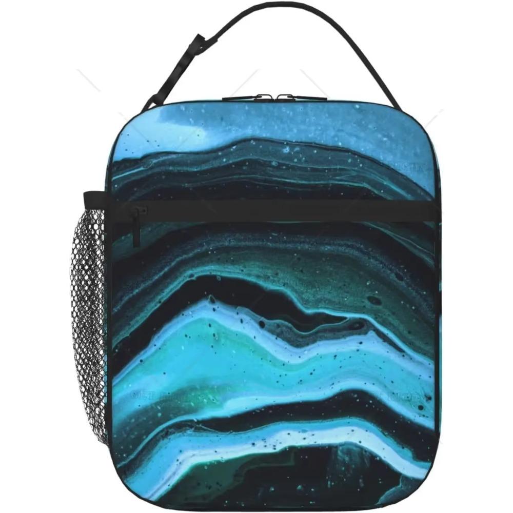 Colorful Painting Green Insulated Lunch Bag - Reusable Portable Lunch Box - Large Capacity Lunch Tote for Women Men Outdoors