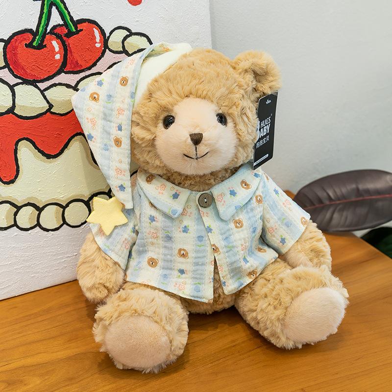Pajamas Mia Bear Plush Toy Qixi Festival Girlfriend Gift Good Night Teddy Bear Throw Pillow Bedroom Ornament
