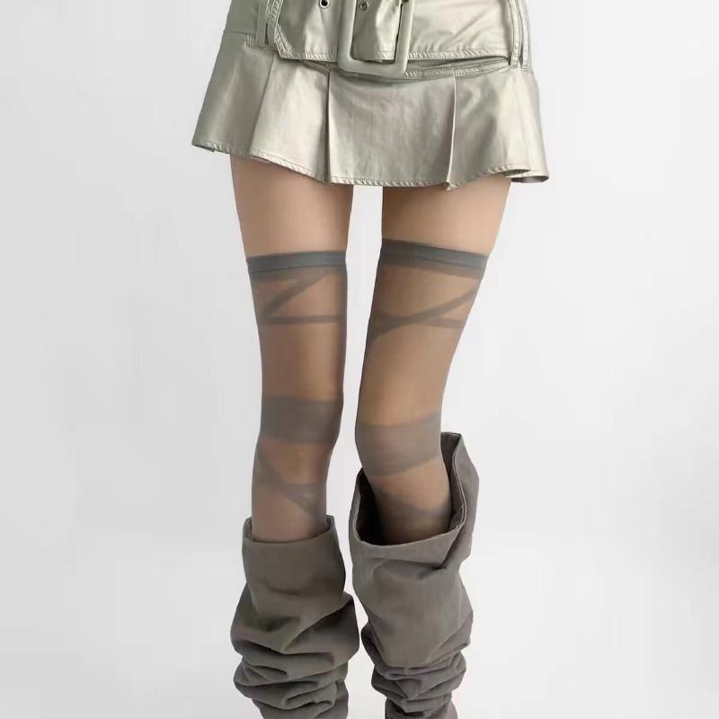 Lolita Women Stockings Ultra-Thin Transparent Crystal Silk Socks Thigh High Stockings Girls Thigh High Socks Stockings One Size
