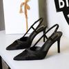 Fashion Women Vulcanized Shoes Elegant Party High Heels Thin Heel Bow Hollow Back Strap Super High Heel Pumps127