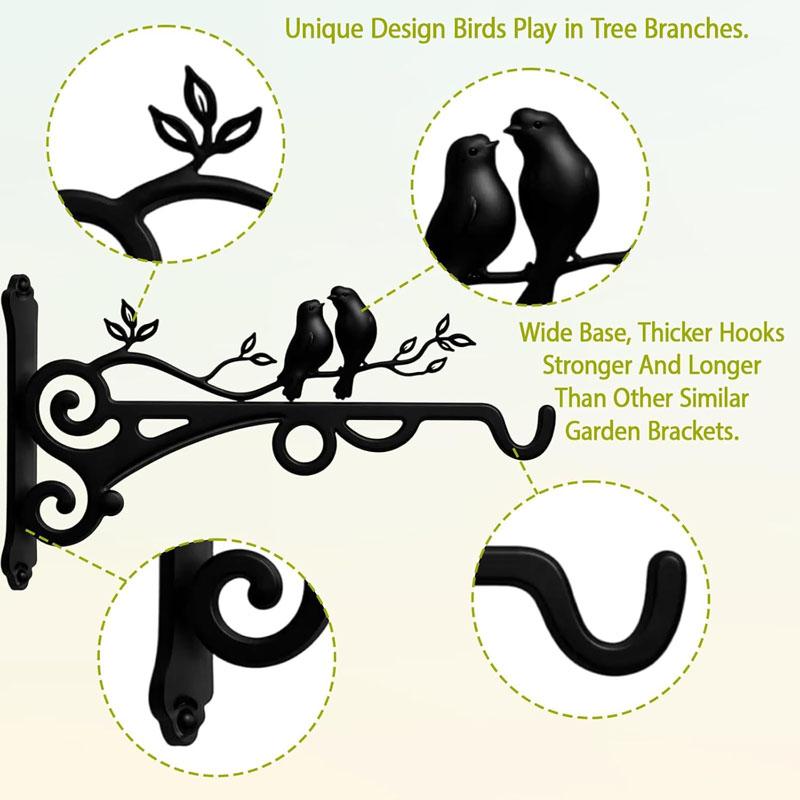 2/1Pcs Wall-Mounted Hook Flower Pot Holder Europe Vintage Iron Art Flower Stand Garden Decoration Wall Hanging Basket Bracket