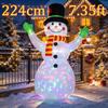 7.35FT/224CM Inflatable Glowing Snowman with Top Hat, Christmas Outdoor Yard Decoration