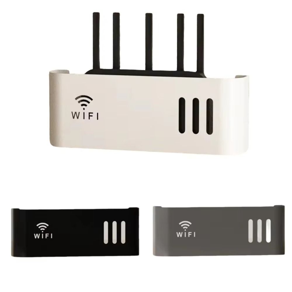 Wall Mounted WiFi Router Shelf Plastic Power Cable Organizer for Power Strips & Home Decor