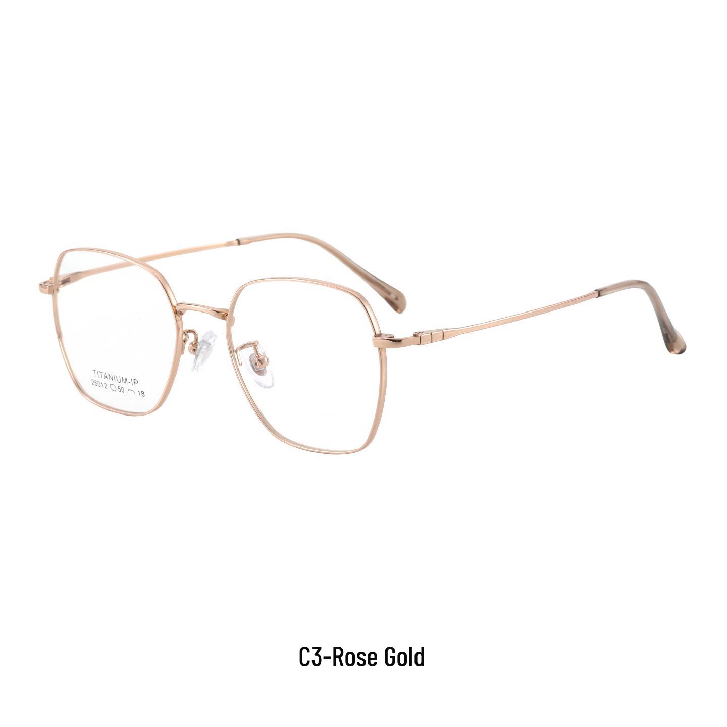 Ultra-light Half-Titanium Fashion Eyeglass Frames for Myopia and Presbyopia Lenses розового золота