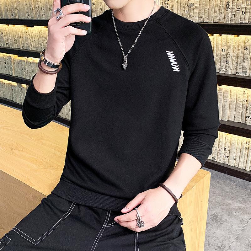 New Men's Korean Style Loose Teenager Student Jacket Casual Round Neck Comfortable Long Sleeve Pullover