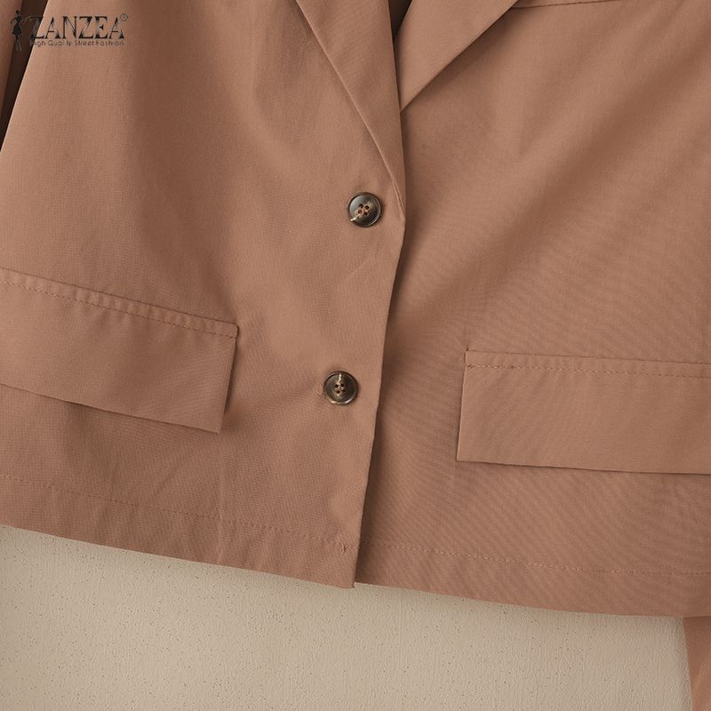 ZANZEA Lässige Damen-Cardigan-Bluse mit Umlegekragen und langen Ärmeln