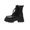 Vintage Maillard schwarze Stiefel 2025 neue Frühherbst Muffin dicksohlige Schnürstiefeletten Britische Martin-Stiefel Damen