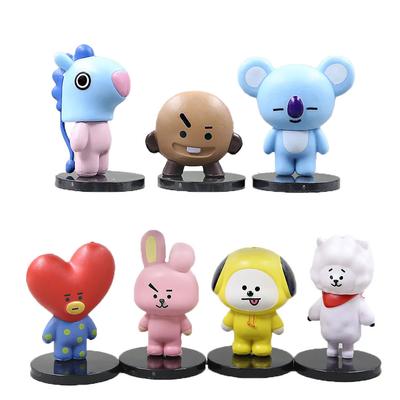 BT21 6cm 7 Stück Figur Korea Pop Kpop Mini-Figur BTS BT21 Koya Modell Kreatives Desktop-Zubehör Spielzeug Kinder Geburtstagsgeschenk