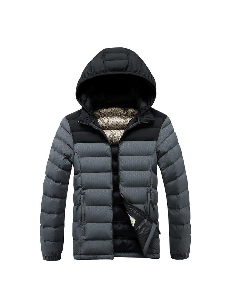 Light Cotton Coat Men's Winter Hit The Colour Full Print Removable Cap Thickened Hooded Comfortable and Versatile Jacket Men