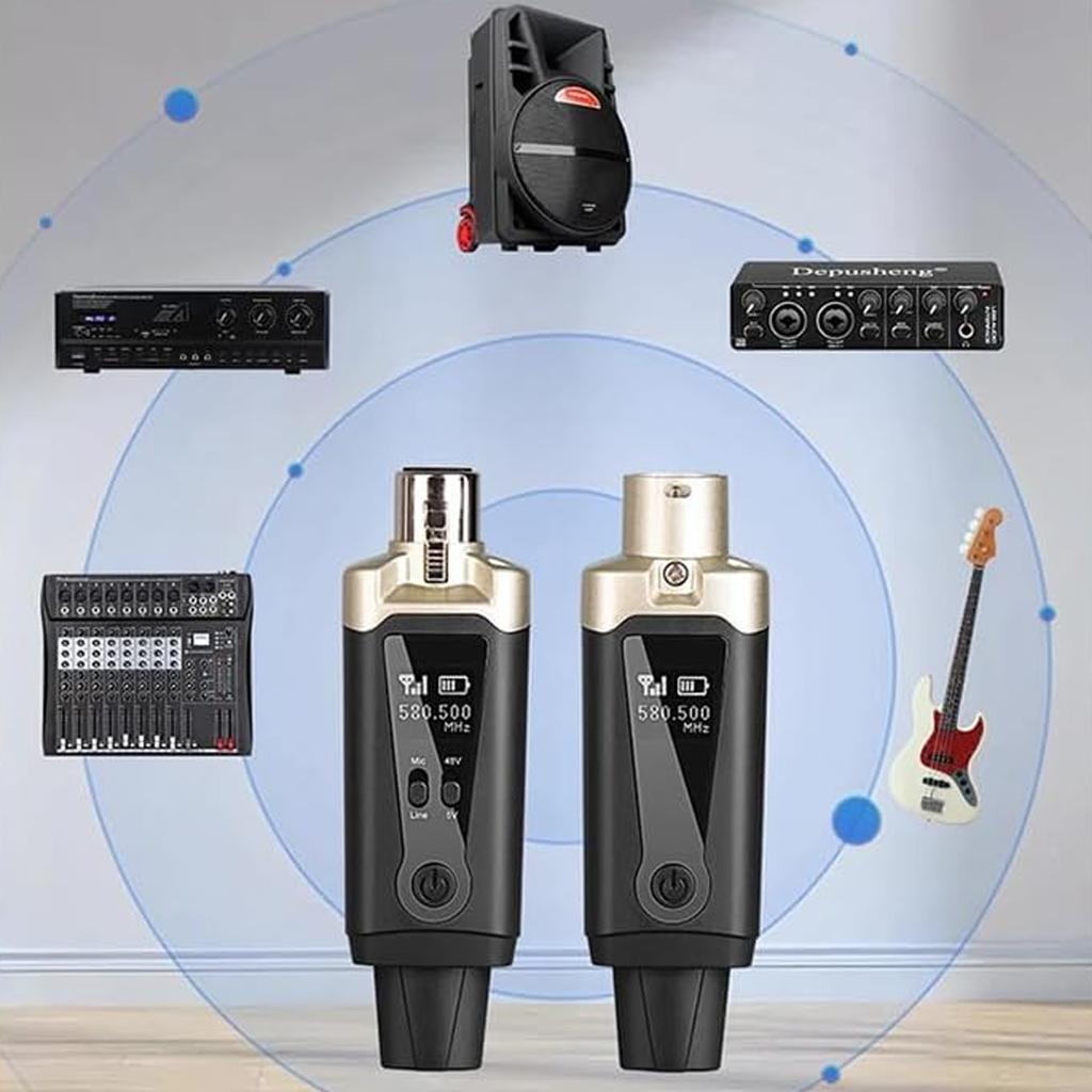 Dna Wxlr1 Bezprzewodowy System Transmisji Audio Uhf Nadajnik Odbiornik Usb-C +48V Phantom 2X Adapter Xlr/Jack 6,35 Mm Zestaw