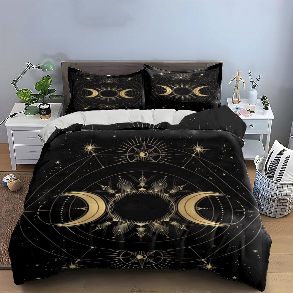 Moon phases and stars. Bedding sets Duvet cover sets Duvet covers Pillowcases(1*Duvet Cover 2*Pillowcases without duvet insert)