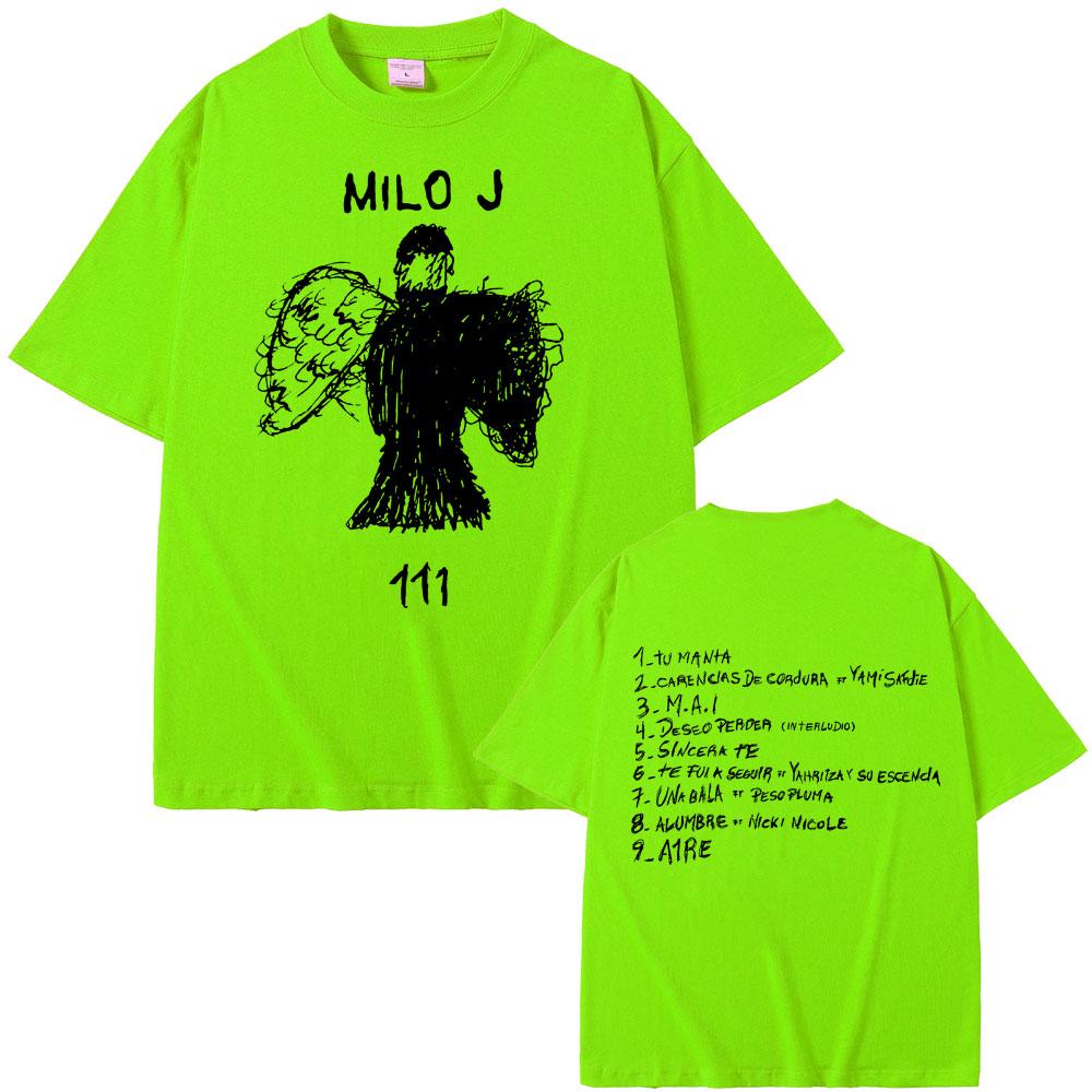 Rapper Milo J 111 Album Double Sided Print T Shirt Men Hip Hop Fashion Tshirt Male Rap Oversized T-shirt Men's Cotton T-shirts