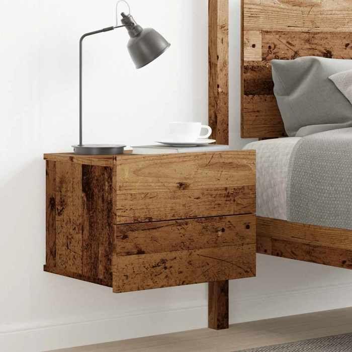 VidaXL Wall-mounted Bedside Table Old Wood 40x32x30 Cm, Floating Bedside Cabinet, Hanging Bedside Cabinet, Unit of 855944
