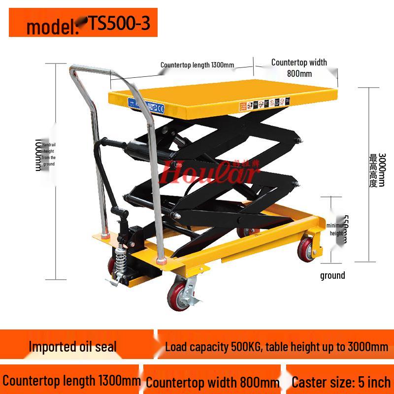 Electric Hydraulic Scissor Lift Cart - Mobile Flatbed Trolley