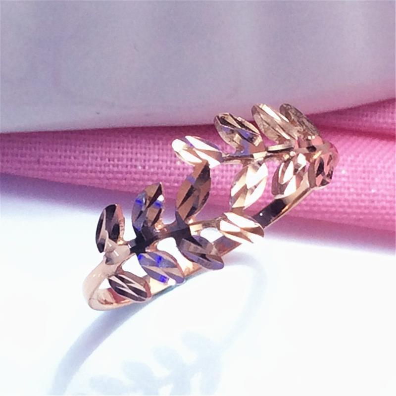 Purple Gold Plated Rose Gold Leaf Ring, Simple Personality Temperament, Live Design Ring