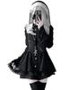 [XHSUKADO] Lace-up "Jirai-kei" (Landmine) Style Dress for Women - Cute Long Sleeves, Detachable Cross Ribbon Brooch, Frills, Lace, Flared Sleeves, A-l