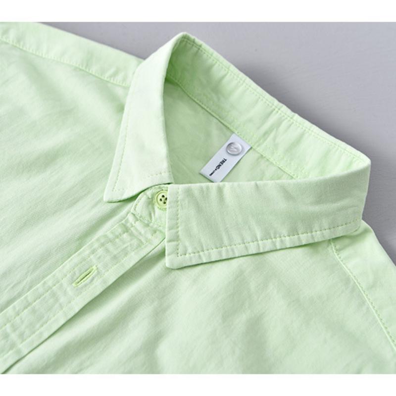 Summer Fashion Short Sleeve Shirt Men Japanese Style Workwear Double Pockets Shirt Pure Cotton Lapel Collar Casual Men Tops