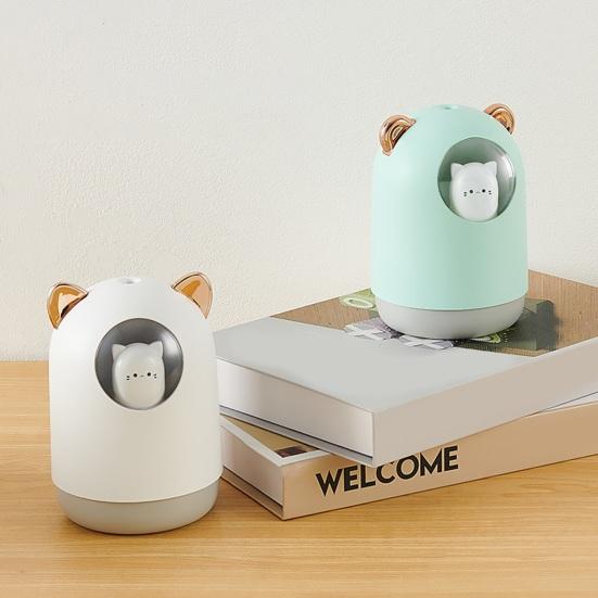 Portable Mini Humidifier 300ML Cartoon USB Cool Mist Humidifier with Colorful Lights Small Personal Desktop Humidifier with Auto Shut-Off
